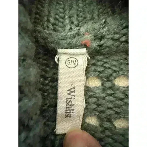 Wishlist Soft Green Sweater with Thick Cowl Neck and Open Knit Pattern Body S/M - Picture 6 of 6